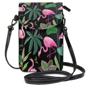 women leather crossbody bag flamingo cell phone credit card shoulder bag