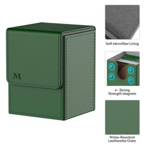 MIXPOET Deck Box compatible with MTG Cards, Trading Card Case with 2 Dividers per Holder, Large Size for 100+ Cards (Marvelous-Green)