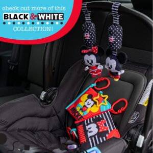 KIDS PREFERRED Disney Baby Mickey Mouse Hanging Toy, Black and White High Contrast Crinkle Plush, Boys and Girls Ages 0+, Stroller On The Go Activity Toy (81246)