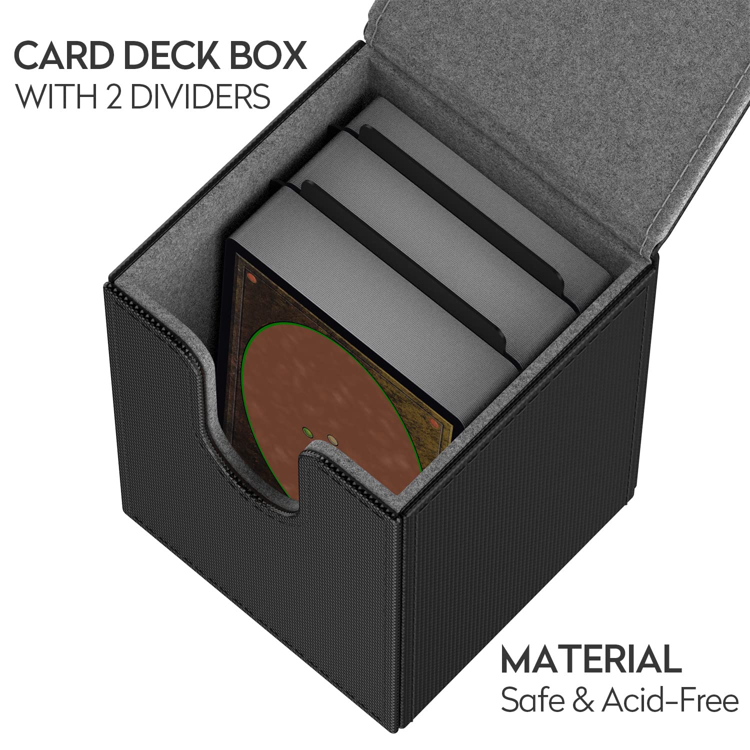 MIXPOET Deck Box compatible with MTG Cards, Trading Card Case with 2 Dividers per Holder, Large Size for 100+ Cards (Dice-Black)