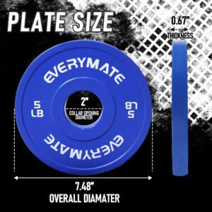 EVERYMATE Change Weight Plates 2.5LBX2 5LBX2 Fractional Plate Olympic Bumper Plates for Cross Training and Olympic Weightlifting 5LB Weights Plates Set