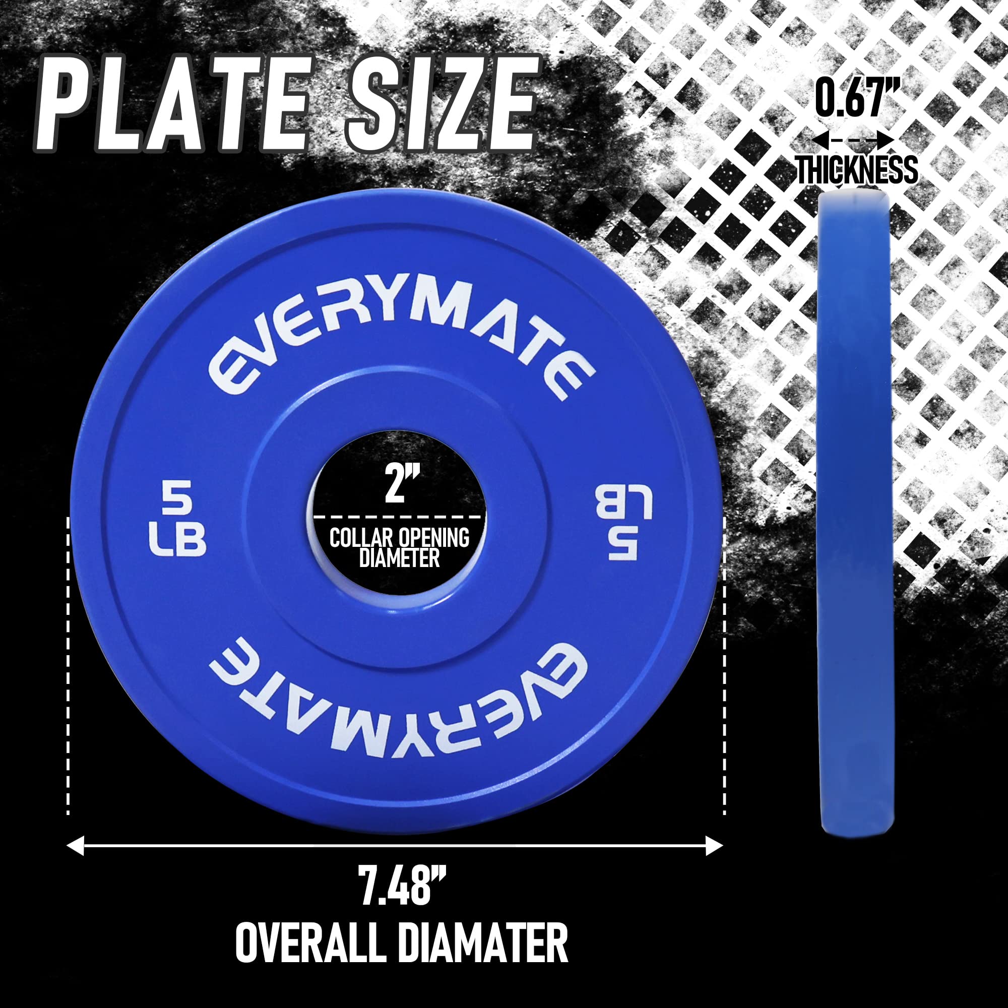 EVERYMATE Change Weight Plates 2.5LBX2 5LBX2 Fractional Plate Olympic Bumper Plates for Cross Training and Olympic Weightlifting 5LB Weights Plates Set