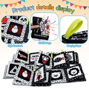 Dr.Rapeti Soft Cloth Books Baby Books Bath Books 6-Pack for Baby Infant Toddler Kids High Contrast Black and White Crinkle Washable Chewable Non-Toxic Early Educational Giftable