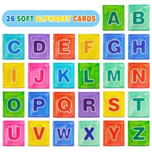 Dr.Rapeti Soft Alphabet Cards for Baby Infant Toddler Kids 26pcs ABC Alphabet Cards 26 Letters Flash Cards with Storage Bag Washable Non-Toxic Early Learning Toy Baby Bath Toy