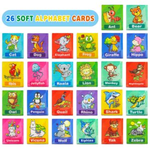 Dr.Rapeti Soft Alphabet Cards for Baby Infant Toddler Kids 26pcs ABC Alphabet Cards 26 Letters Flash Cards with Storage Bag Washable Non-Toxic Early Learning Toy Baby Bath Toy