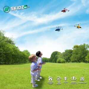 Skidz RC Helicopter for Kids, Remote Control Helicopter; with Gyro Stabilizer, Lights 2 Channel Aircraft 3D Flight, Boys Ages 8-14 Years Girls 9-16, Indoor and Outdoor for Plane Fans Adults (Red)