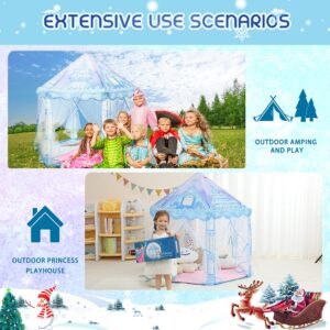 Premium Princess Play Tent - Frozen Toy for Girls with Enchanting Snowflake Lights - Spark Imagination with Princess Play Tent - Perfect for Indoor & Outdoor Play - Play Gifts Tent - Includes Cozy Rug