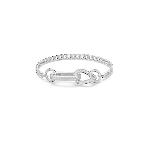 SWAROVSKI Dextera bracelet, Pavé, Mixed links, White, Rhodium plated