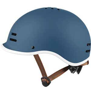 Retrospec Remi Kids' Bike Helmet for Youth Boys & Girls- Bicycle Helmet with Built-in Visor and Adjustable Reflective Straps for Skateboarding, Scooters, Rollerblading - Matte Navy - 49-53cm