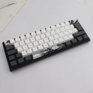 JSJT Ink Lotus Keycaps 140 Keys OEM Profile Keycaps PBT Dye Sublimation Keycaps for ANSI/ISO Layout Cherry MX Switch Mechanical Gaming Keyboards GK61/68/87/96/104/108 (with 6.25u spacebar)