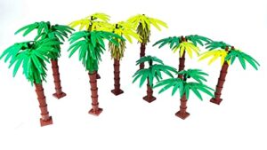 general jim's palm tree moc bricks toys assortment building blocks toy playset accessory tree set (10 pcs, 3 sizes) - for teens and adults