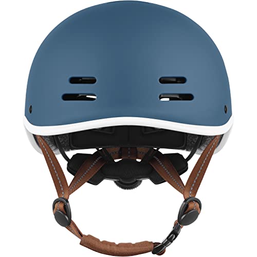 Retrospec Remi Kids' Bike Helmet for Youth Boys & Girls- Bicycle Helmet with Built-in Visor and Adjustable Reflective Straps for Skateboarding, Scooters, Rollerblading - Matte Navy - 49-53cm