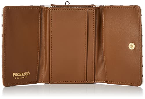 Aldi SR8 Women's Tri-Fold Gamaguchi Monogram Wallet, Pochacco Beige, W 4.1 x H 3.0 x D 1.4 inches (105 x 77 x 35 mm)