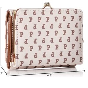 Aldi SR8 Women's Tri-Fold Gamaguchi Monogram Wallet, Pochacco Beige, W 4.1 x H 3.0 x D 1.4 inches (105 x 77 x 35 mm)