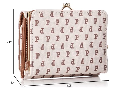 Aldi SR8 Women's Tri-Fold Gamaguchi Monogram Wallet, Pochacco Beige, W 4.1 x H 3.0 x D 1.4 inches (105 x 77 x 35 mm)