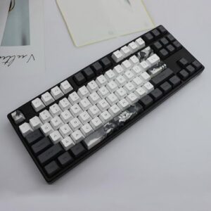 JSJT Ink Lotus Keycaps 140 Keys OEM Profile Keycaps PBT Dye Sublimation Keycaps for ANSI/ISO Layout Cherry MX Switch Mechanical Gaming Keyboards GK61/68/87/96/104/108 (with 6.25u spacebar)