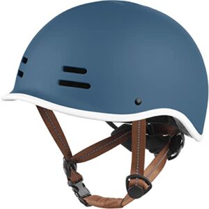 Retrospec Remi Kids' Bike Helmet for Youth Boys & Girls- Bicycle Helmet with Built-in Visor and Adjustable Reflective Straps for Skateboarding, Scooters, Rollerblading - Matte Navy - 49-53cm