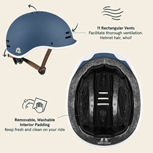 Retrospec Remi Kids' Bike Helmet for Youth Boys & Girls- Bicycle Helmet with Built-in Visor and Adjustable Reflective Straps for Skateboarding, Scooters, Rollerblading - Matte Navy - 49-53cm