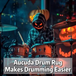 Aucuda Drum Rug Mat 6x6.6ft Tightly Woven Fabric Drum Floor Mat with Non Slip Grip Bottom, Electric Drum Carpet Accessories for Drumming, Living Room, Studio, Soundproof, No Crease, Autumn, Fall.