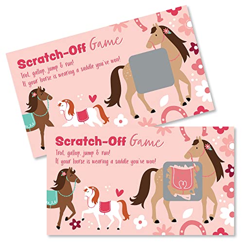 Big Dot of Happiness Run Wild Horses - Pony Birthday Party Game Scratch Off Cards - 22 Count