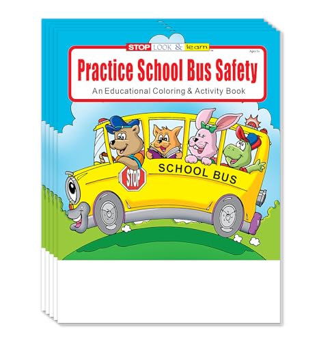 ZOCO - Practice School Bus Safety - Educational Coloring Books (50 Bulk Pack, Without Crayons) - Bus Driver Gifts - Games, Puzzles, Activities for Kids