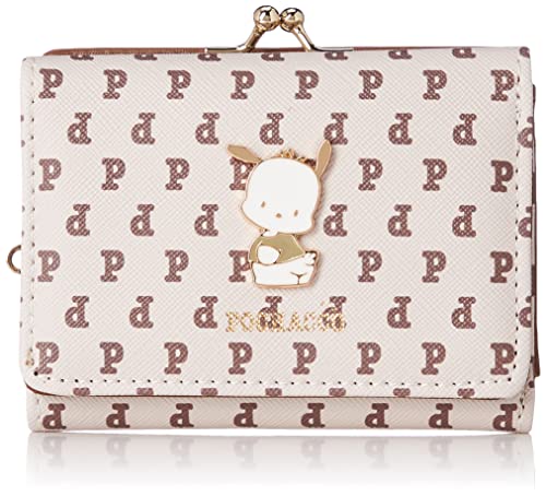 Aldi SR8 Women's Tri-Fold Gamaguchi Monogram Wallet, Pochacco Beige, W 4.1 x H 3.0 x D 1.4 inches (105 x 77 x 35 mm)