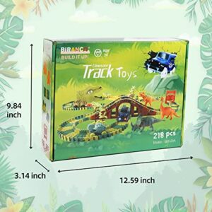 Dinosaur Race Car Flexible Track Toy Set 218pcs for Kid - Create a Dino World Race Road, Christmas Holiday Toy List, Best Birthday Gift for 3 4 5 6 7 Year Old Boy from BIRANCO.