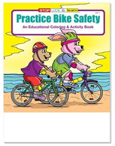 zoco - bike safety - educational coloring books (50 bulk pack, without crayons) - bicycle rules, road, helmet safety - games, puzzles, activities for kids