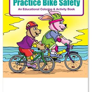 ZOCO - Bike Safety - Educational Coloring Books (50 Bulk Pack, Without Crayons) - Bicycle Rules, Road, Helmet Safety - Games, Puzzles, Activities for Kids