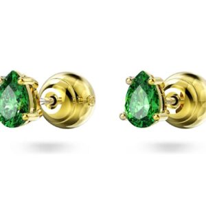 Swarovski Chroma Stud Earrings, Pear Cut Crystal, Green, Gold-tone Finish