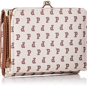 Aldi SR8 Women's Tri-Fold Gamaguchi Monogram Wallet, Pochacco Beige, W 4.1 x H 3.0 x D 1.4 inches (105 x 77 x 35 mm)