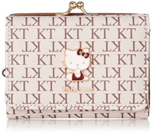 aldi sr8 women's tri-fold wallet, monogram, hello kitty beige