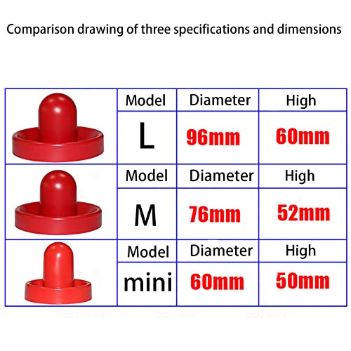 GIYOMI Light Weight Air Hockey Red Replacement Pucks & Slider Pusher Goalies for Game Tables, Accessories,Equipment (2 Striker, 4 Puck Pack) (Mini)