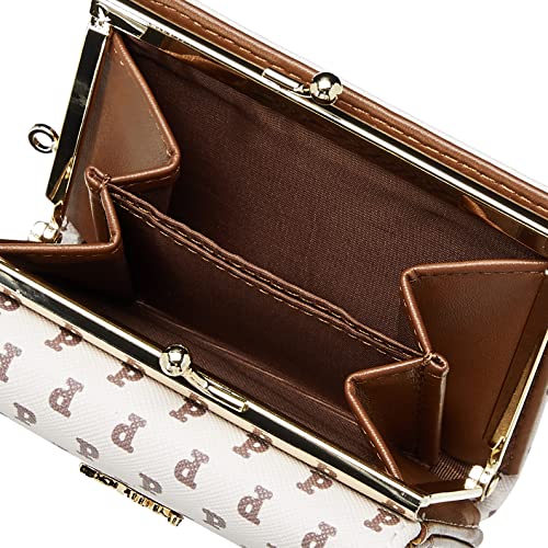 Aldi SR8 Women's Tri-Fold Gamaguchi Monogram Wallet, Pochacco Beige, W 4.1 x H 3.0 x D 1.4 inches (105 x 77 x 35 mm)