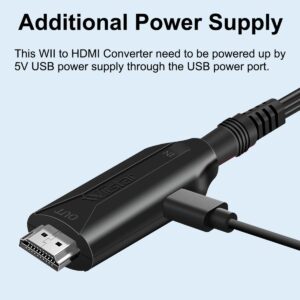 Wii to HDMI 1M(3.2FT) Cable Converter,1080P/ 720P Wii HDMI Adapter Output Video Audio Wii HDMI Converter Supports All Wii Display Modes, NTSC .Compatible with Wii, Wii U, HDTV