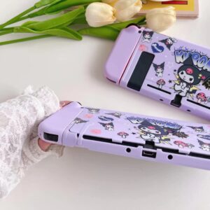 Cute Protective Case for Nintendo Switch OLED 2021, Kawaii Skin Accessories Shock-Absorption and Anti-Scratch, Waterproof, Anti-Fingerprint,Switch Accessories - Purple