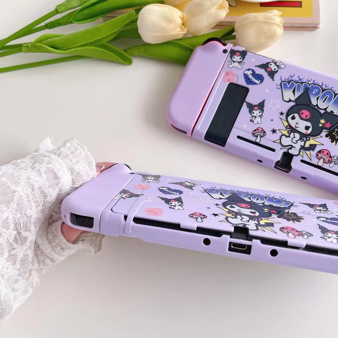 Cute Protective Case for Nintendo Switch OLED 2021, Kawaii Skin Accessories Shock-Absorption and Anti-Scratch, Waterproof, Anti-Fingerprint,Switch Accessories - Purple