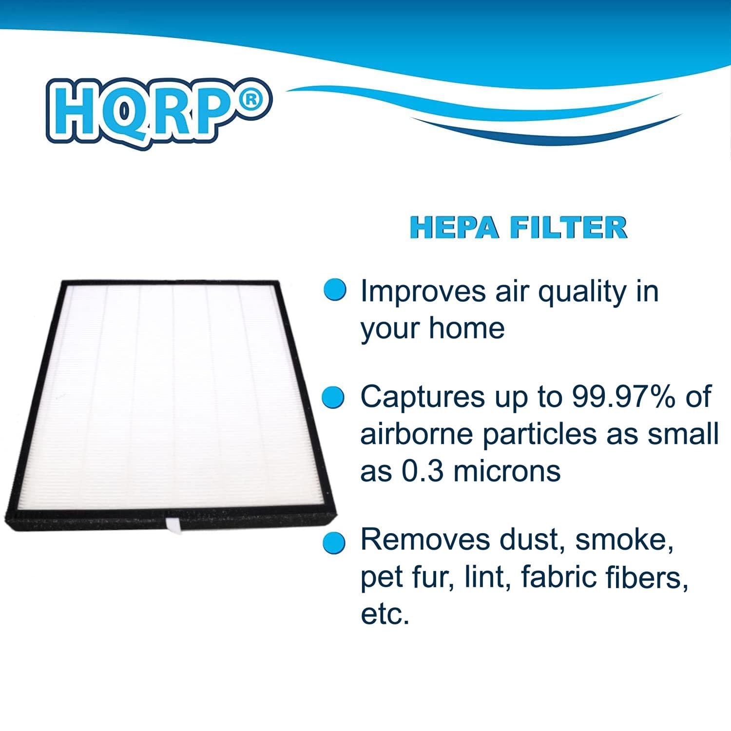 HQRP True HEPA Filter with 2 Carbon Pre-filters Replacement for GermGuardian FLT5900 Filter J compatible with AC5900WCA, AC5900WDLX Large Room Air Purifiers