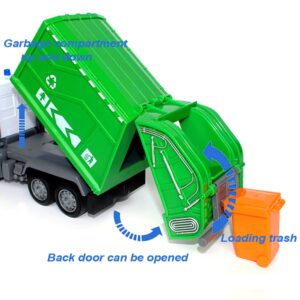 2.4G RC Garbage Truck Toy with Lights - 6 Channel Remote Control Waste Management Garbage Truck with 2 Rechargeable Batteries, Kids Recycling Trash Toys, Excellent Xmas Gifts for Boys Girls 3-8