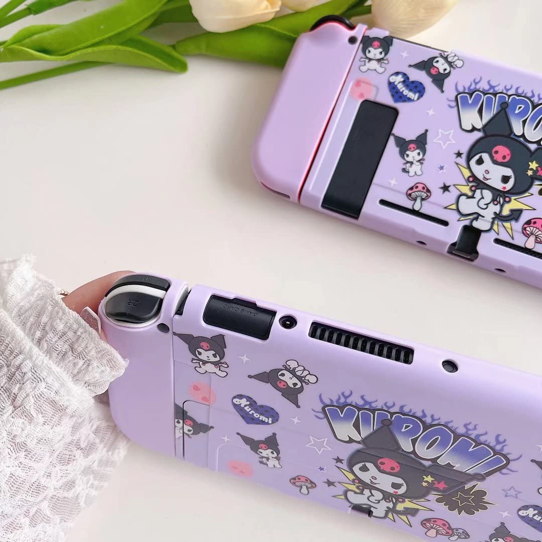 Cute Protective Case for Nintendo Switch OLED 2021, Kawaii Skin Accessories Shock-Absorption and Anti-Scratch, Waterproof, Anti-Fingerprint,Switch Accessories - Purple