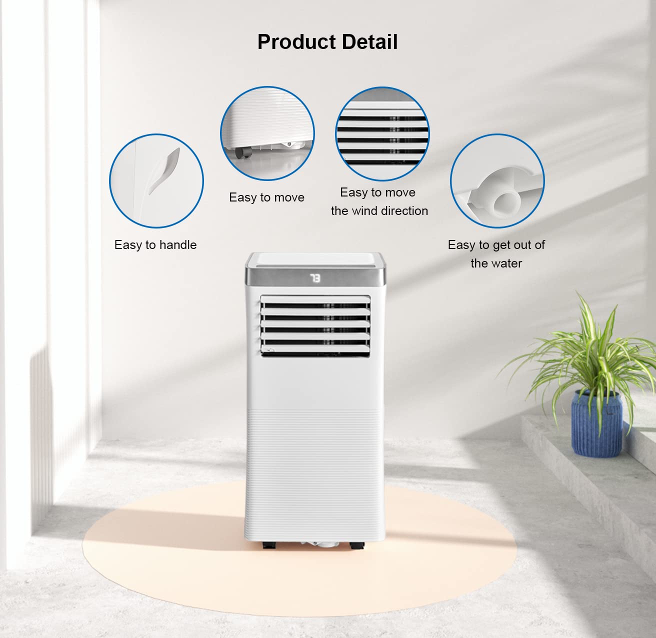 AOXUN 10000BTU Portable Air Conditioner and Heater Dehumidifier and Fan with Remote Control, 4-IN-1 Portable AC Unit For Room, Office, Dorm, Bedroom (Window Venting Kit Included)