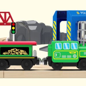 Wooden Train Accessories Battery Operated Locomotive Train, Remote Control Train for Track Set, Powerful Engine Train Vehicles Fit All Major Brands Track Railway System (Battery Not Included)