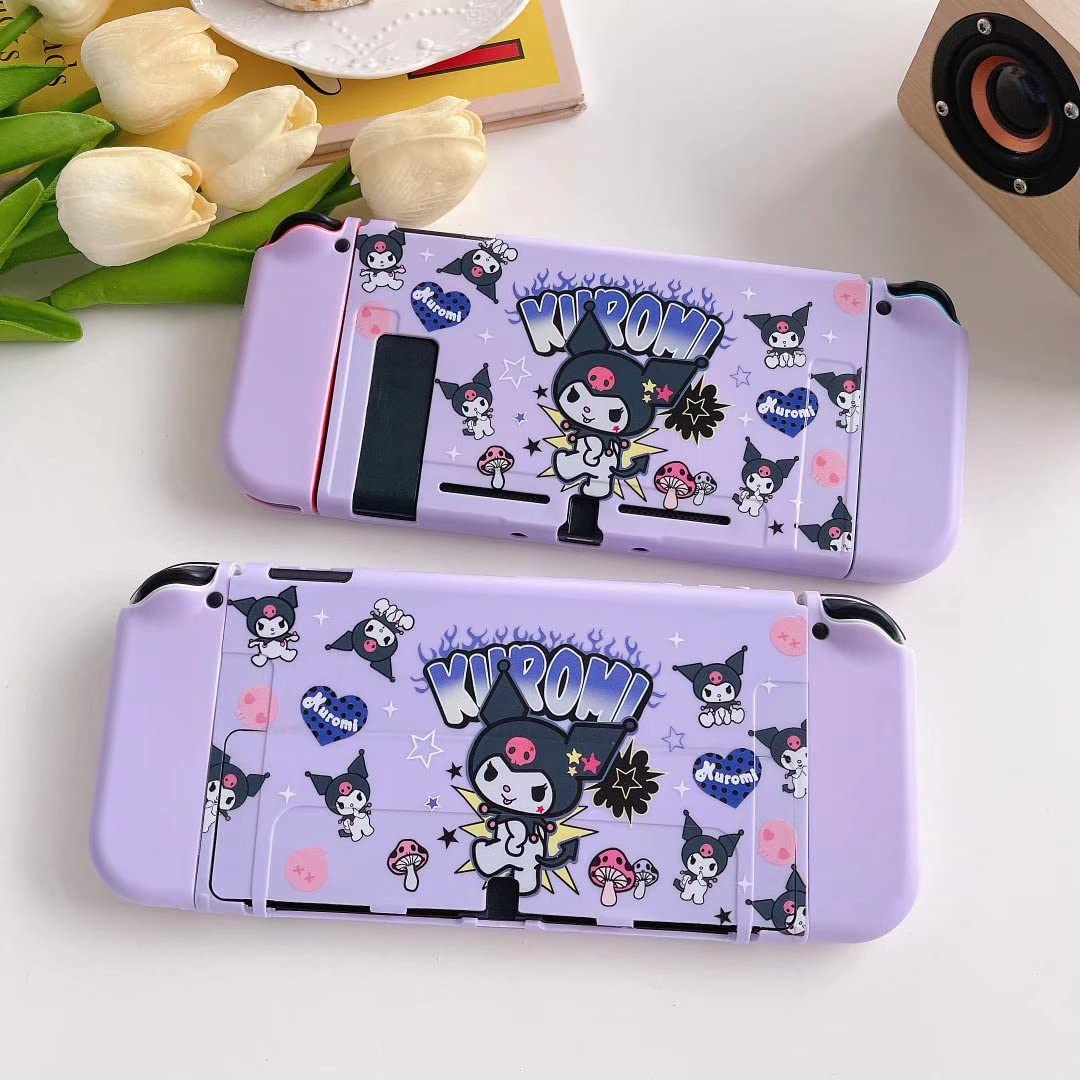 Cute Protective Case for Nintendo Switch OLED 2021, Kawaii Skin Accessories Shock-Absorption and Anti-Scratch, Waterproof, Anti-Fingerprint,Switch Accessories - Purple