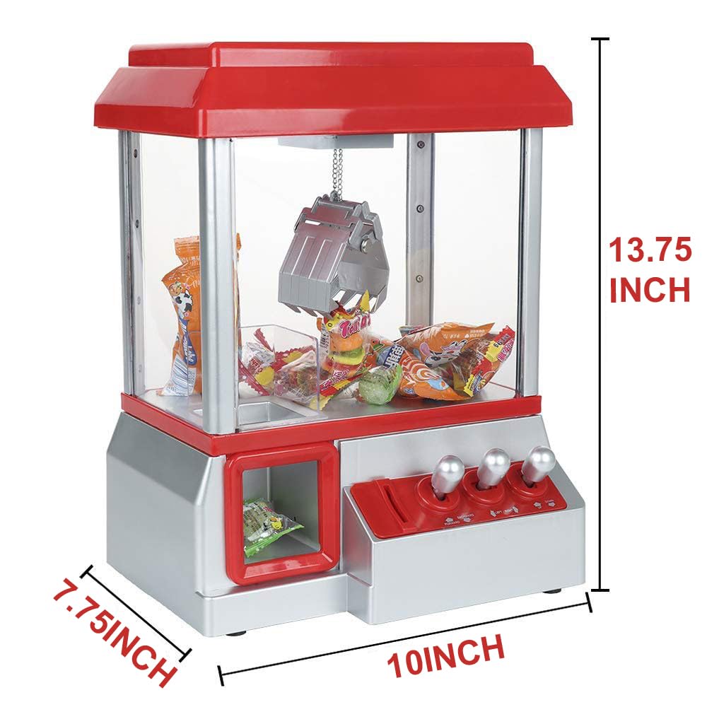 PowerTRC Claw Machine Toy Arcade Game with Sound, Mini Carnival Games Fun Candy Toy Grabber Dispenser Vending Toy for Boys Girls Kids (Size: 13.75in x 10in)