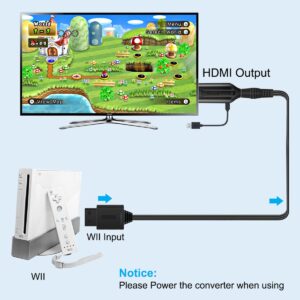 Wii to HDMI 1M(3.2FT) Cable Converter,1080P/ 720P Wii HDMI Adapter Output Video Audio Wii HDMI Converter Supports All Wii Display Modes, NTSC .Compatible with Wii, Wii U, HDTV