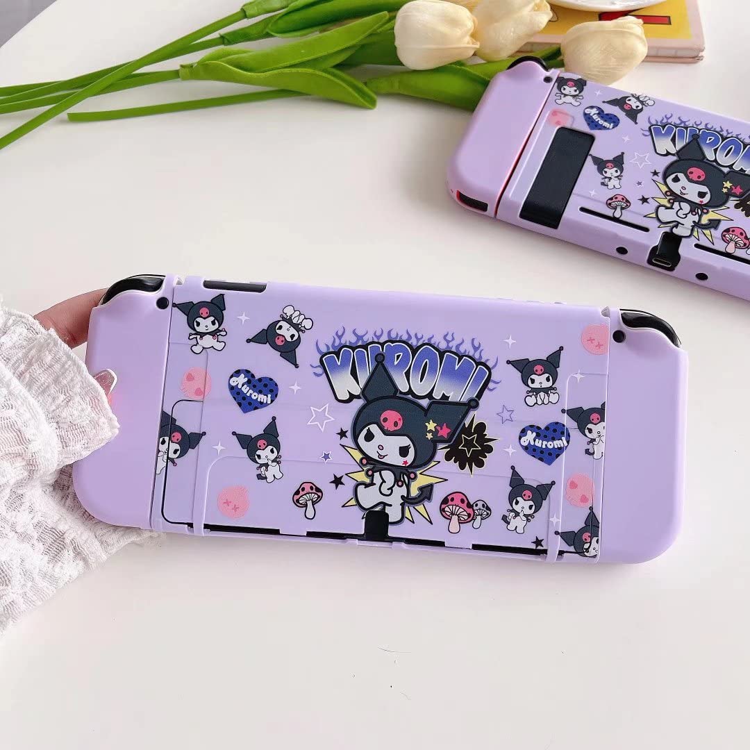 Cute Protective Case for Nintendo Switch OLED 2021, Kawaii Skin Accessories Shock-Absorption and Anti-Scratch, Waterproof, Anti-Fingerprint,Switch Accessories - Purple