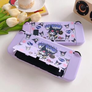 Cute Protective Case for Nintendo Switch OLED 2021, Kawaii Skin Accessories Shock-Absorption and Anti-Scratch, Waterproof, Anti-Fingerprint,Switch Accessories - Purple