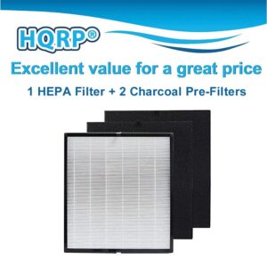 HQRP True HEPA Filter with 2 Carbon Pre-filters Replacement for GermGuardian FLT5900 Filter J compatible with AC5900WCA, AC5900WDLX Large Room Air Purifiers