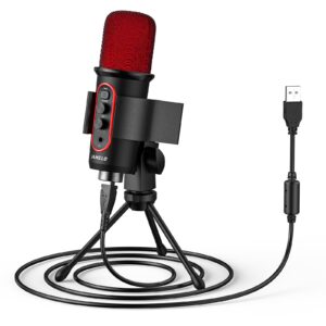 jamelo gaming microphone, usb computer condenser mic for pc/laptop/phone/ps4/5, rgb, headphone output, volume control,plug and play, mute button, for streaming, podcast, studio recording