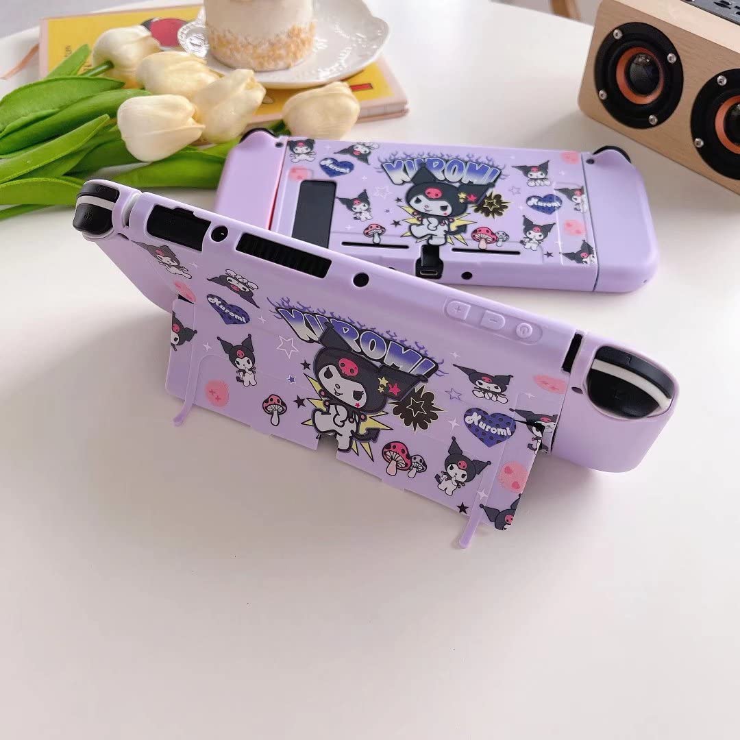 Cute Protective Case for Nintendo Switch OLED 2021, Kawaii Skin Accessories Shock-Absorption and Anti-Scratch, Waterproof, Anti-Fingerprint,Switch Accessories - Purple